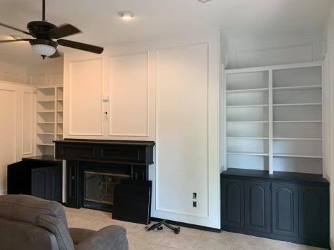 Black and White Cabinets Mantel Painting After