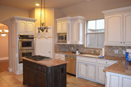 Faux Kitchen Cabinets with Accent Island