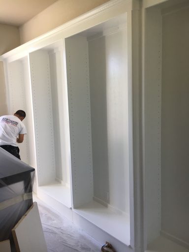 White Painted Built in Shelves