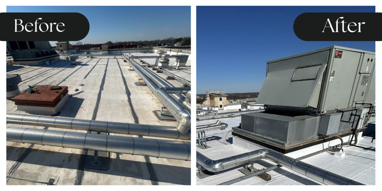 Before and After, Commercial Exterior Roof Waterproof Coating